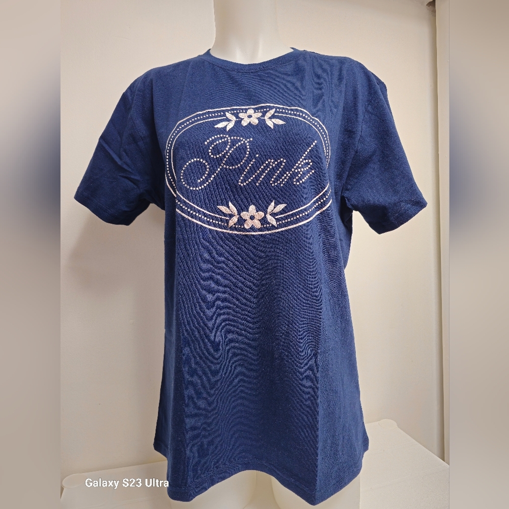 Victoria's Secret Pink Campus Cotton Short Sleeve Tee with Rhinestone